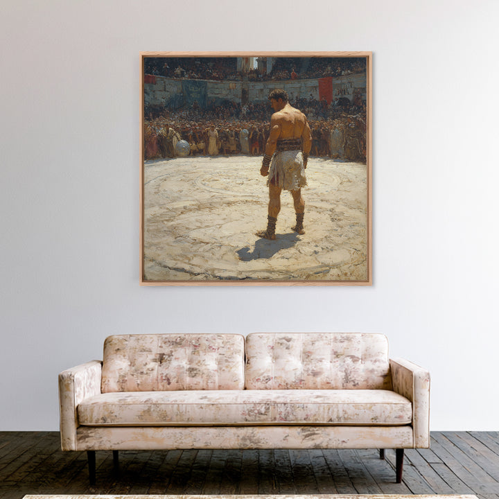 Gladiator In Roman Arena Canvas Print, Ancient History Oil Painting, Masculine Wall Art, Classical Office Decor Gift For Him