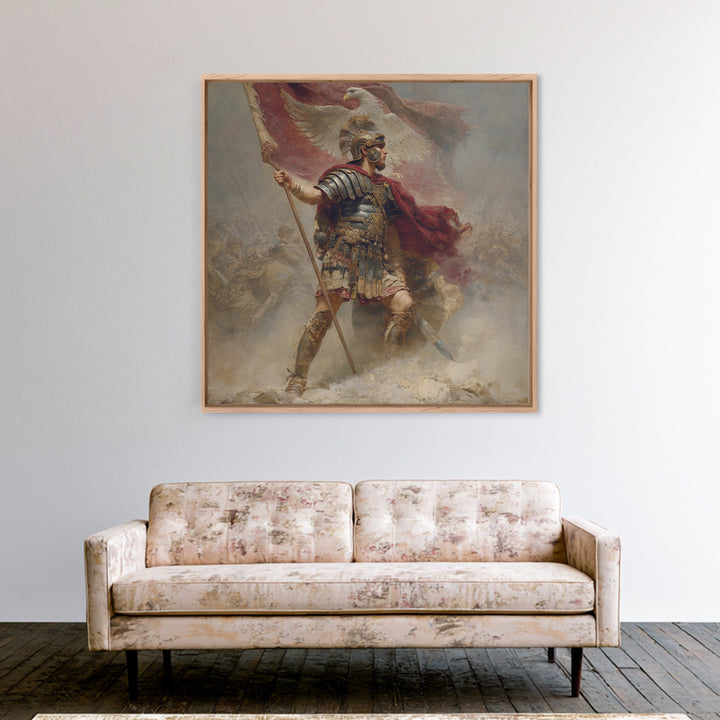 Roman Standard Bearer With Eagle Flag, Classical Battle Canvas Print, Historical Wall Art, Ancient Rome Decor, Gift For Him