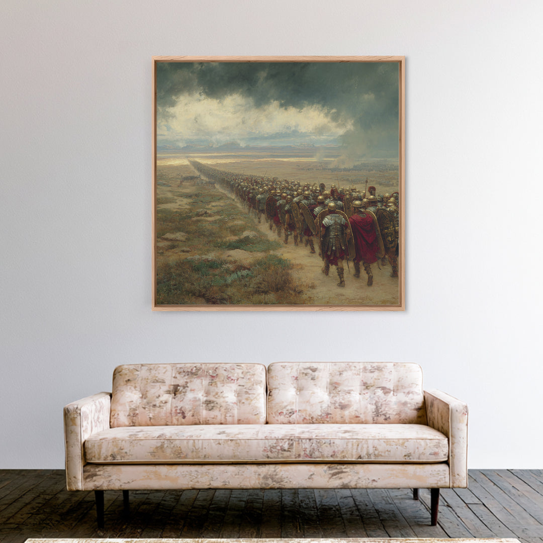 Roman Legion Marching Across Desert Wall Art, Ancient Military Painting Print, Historical Landscape Art, Living Room Office Decor