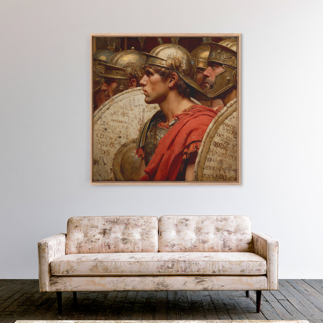 Roman Legion Soldiers With Shields Framed Canvas Print, Classical Warrior Portrait, Ancient Rome Wall Art, History Gift For Him