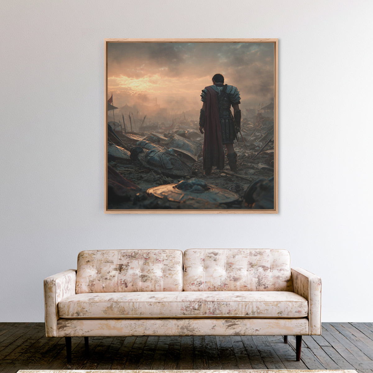 Lone Roman Soldier After Battle Wall Art, Cinematic Canvas Print, Ancient History Decor, Masculine Office Art Gift For Him