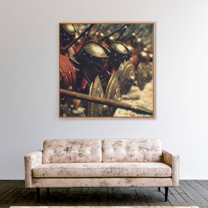 Spartan Phalanx With Bronze Helmets Wall Art, Ancient Greek Canvas Print, Warrior Battle Decor, Historical Gift For Him, Office Decor