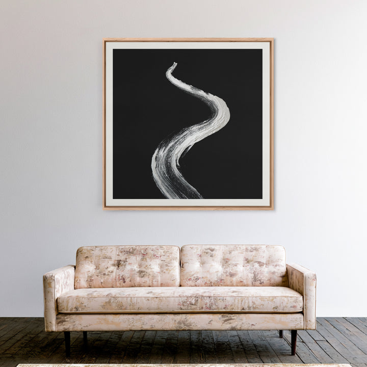 Minimalist Black And White Abstract Line Wall Art, Modern Monochrome Painting Print, Contemporary Home Decor Office Art