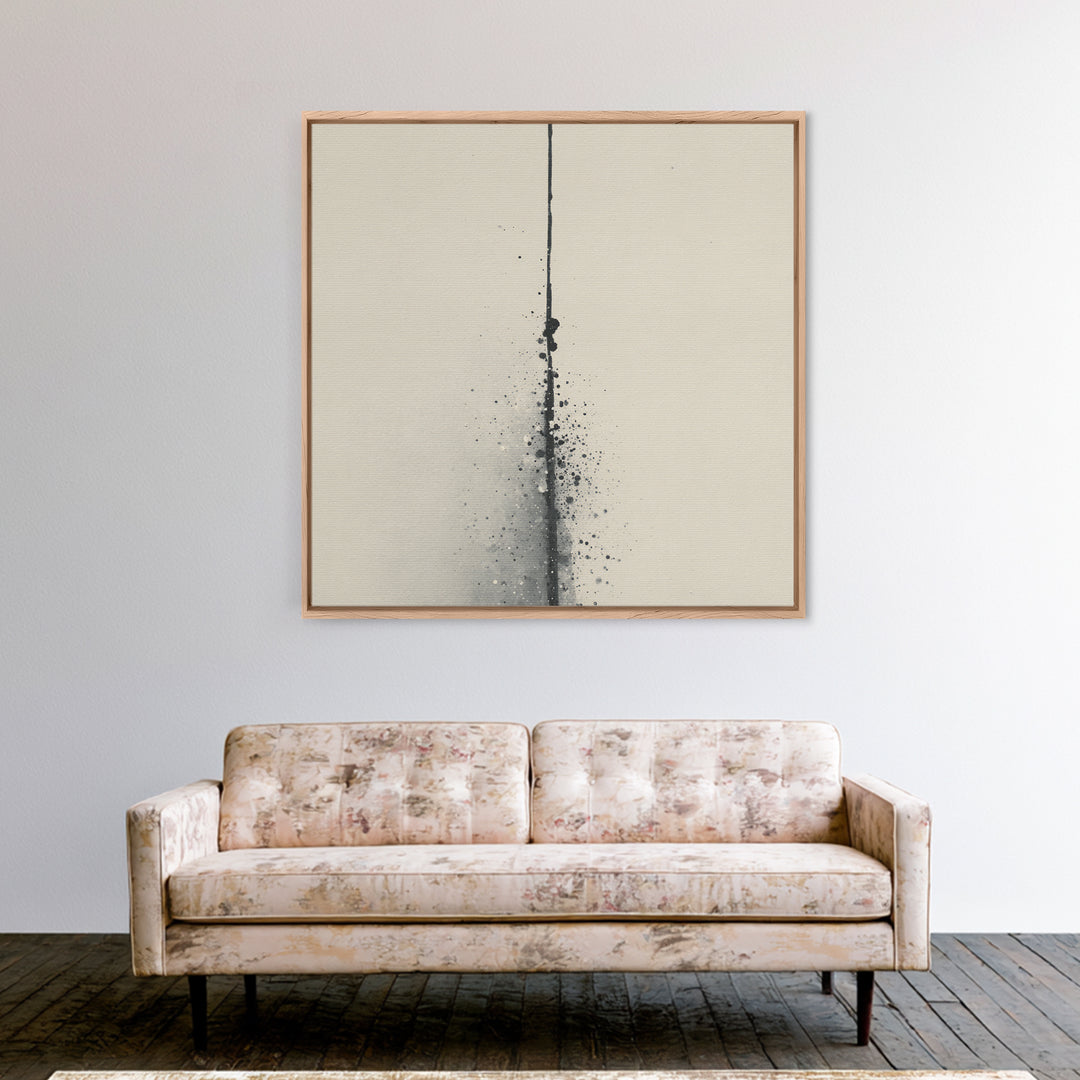 Minimal Black Ink Line And Splatter Abstract Wall Art Print, Modern Monochrome Home Decor, Neutral Minimalist Wall Art
