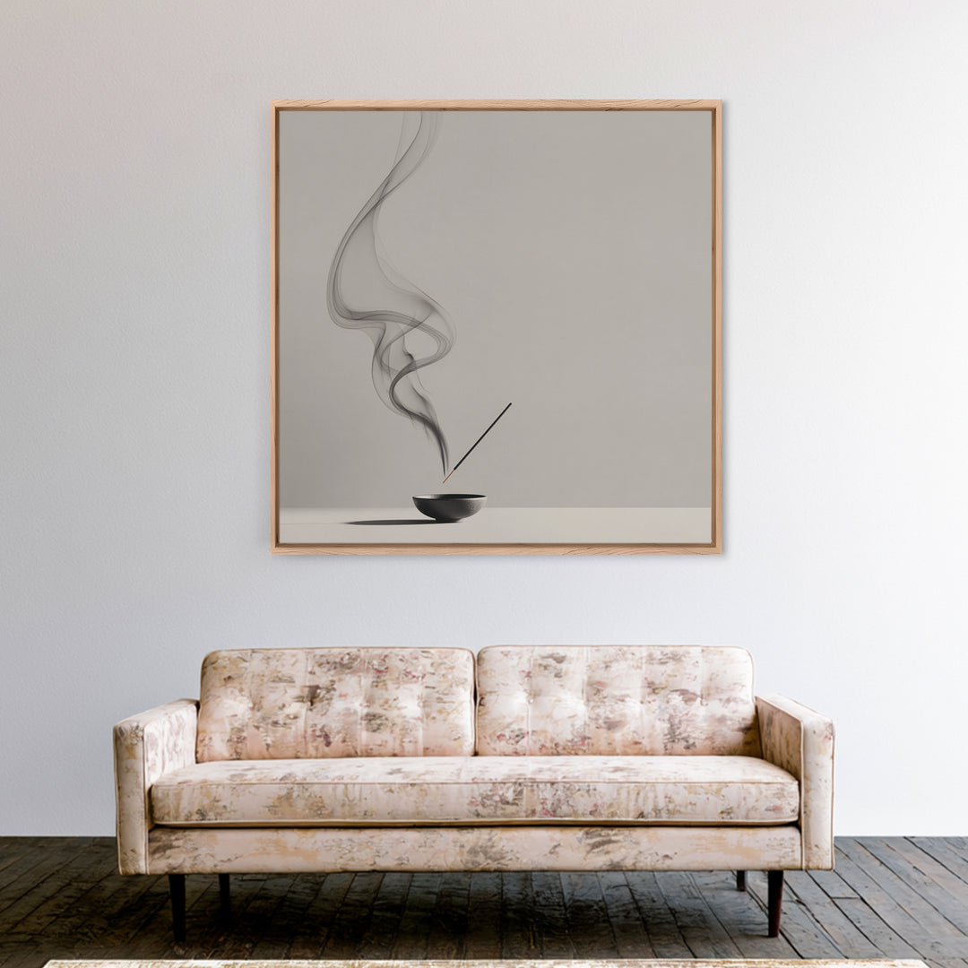 Zen Minimalist Abstract Smoke Art Canvas Print Black And White Wall Art Modern Home Decor For Living Room And Office Wall