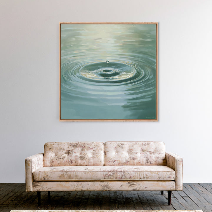 Soothing Water Ripple With Falling Droplet Wall Art, Minimalist Zen Landscape Canvas Print For Calming Modern Decor