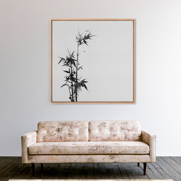 Minimalist Ink Bamboo Wall Art, Black And White Japanese Painting Canvas Print, Modern Zen Home Decor