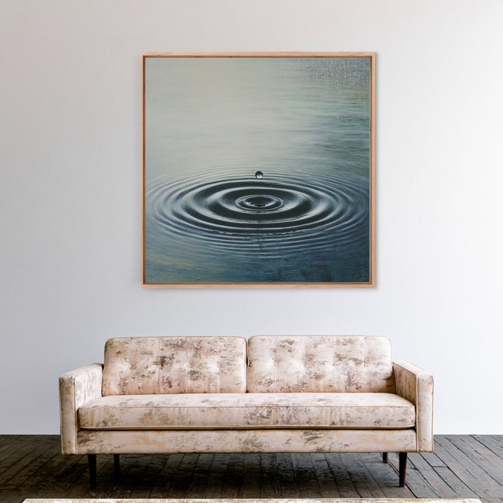 Single Water Drop Ripple Wall Art, Minimalist Zen Lake Print, Calming Neutral Home Decor, Modern Wabi Sabi Bathroom Or Spa Wall Art