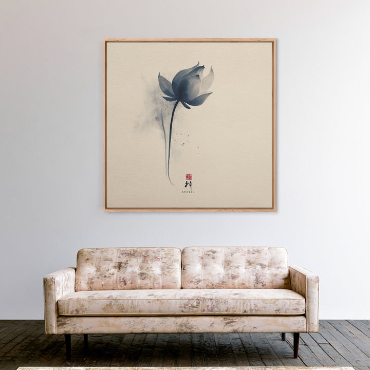 Minimalist Ink Lotus Flower Wall Art, Japanese Style Botanical Print, Zen Meditation Decor For Calm Modern Bedroom Or Spa
