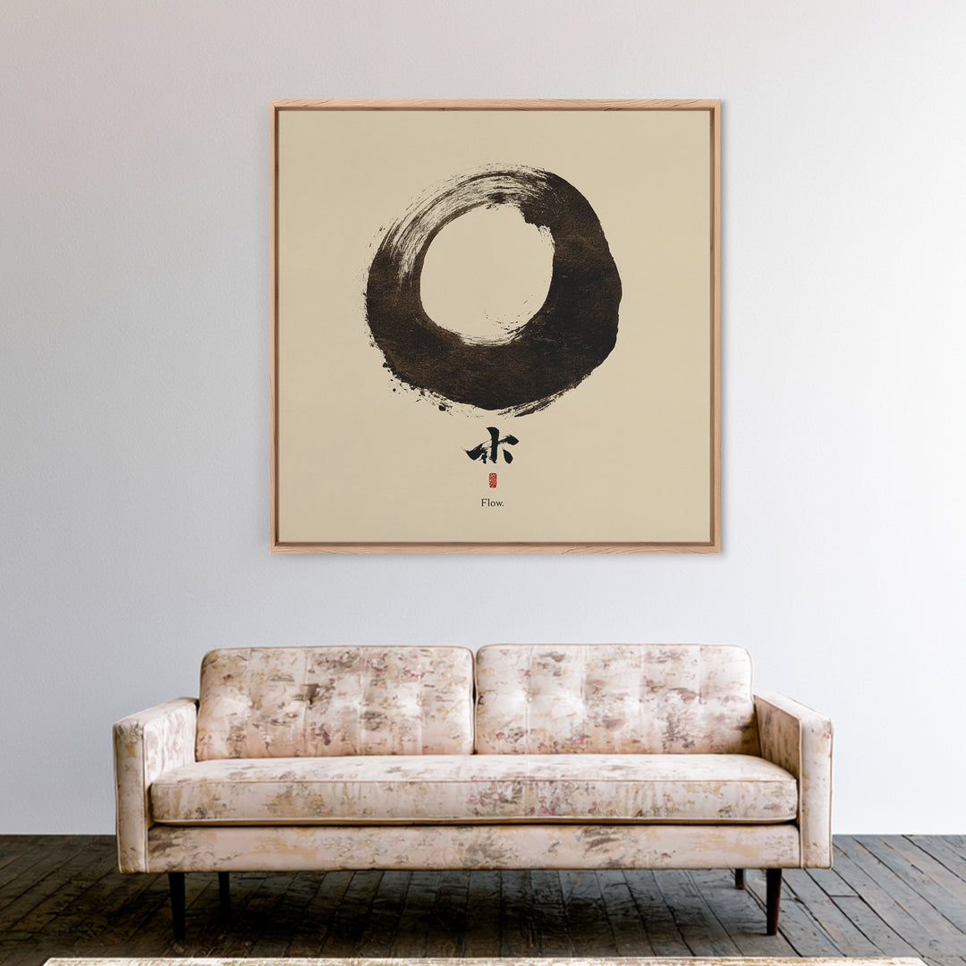 Minimal Zen Enso Circle Ink Painting Wall Art, Japandi Style Meditation Home Decor, Modern Minimalist Canvas Print