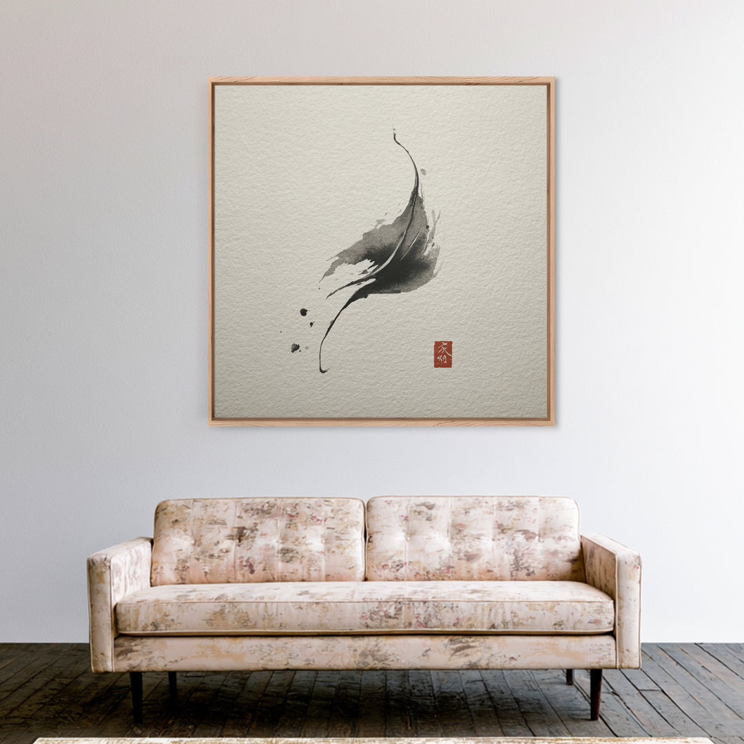 Minimalist Ink Brushstroke Wall Art Print, Japanese Zen Abstract, Black And White Art, Modern Japandi Home Decor