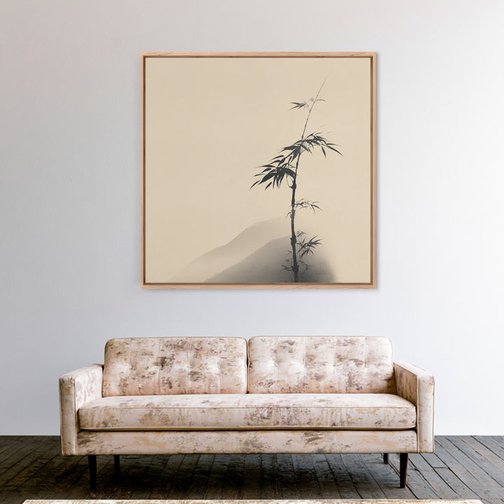 Minimal Japanese Bamboo Ink Painting Wall Art, Neutral Zen Japandi Canvas Print, Calming Nature Home Decor