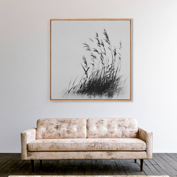 Minimalist Ink Grass Wall Art, Black And White Japanese Style Painting, Modern Minimal Wall Decor Fine Art Print