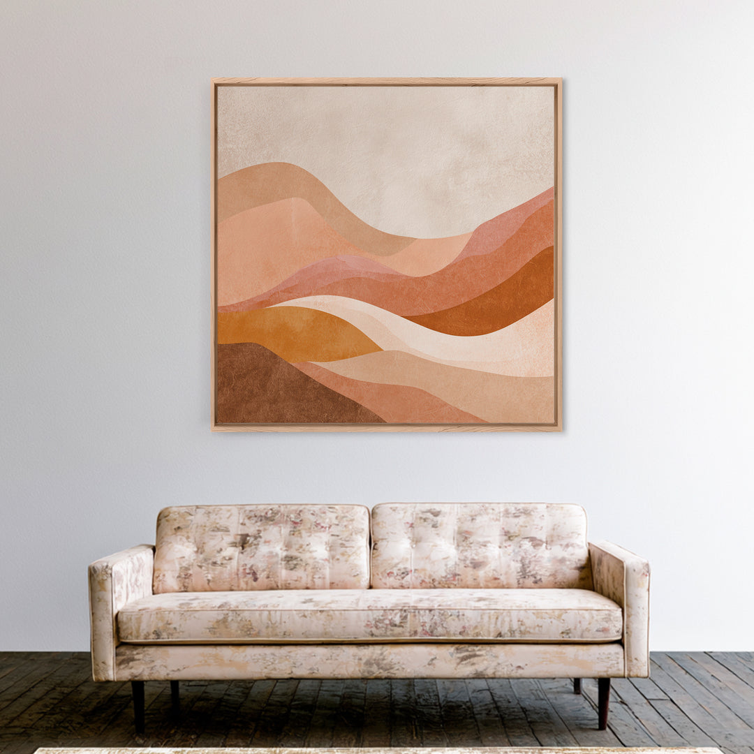Terracotta Abstract Desert Waves Canvas Print, Earth Tone Wall Art For Modern Living Room Decor And Neutral Home Decor Gift
