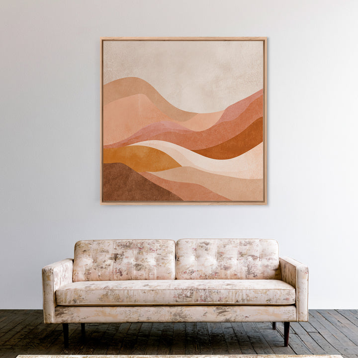 Terracotta Abstract Desert Waves Canvas Print, Earth Tone Wall Art For Modern Living Room Decor And Neutral Home Decor Gift