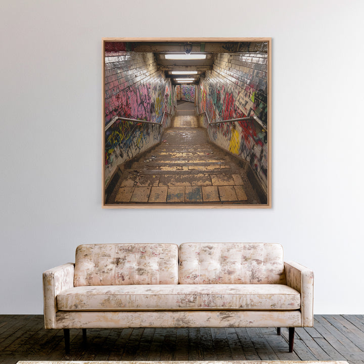 Graffiti Subway Stairwell Wall Art, Urban Photography Print, Industrial Wall Decor, Street Art, Office Decor Gift, Contemporary Art