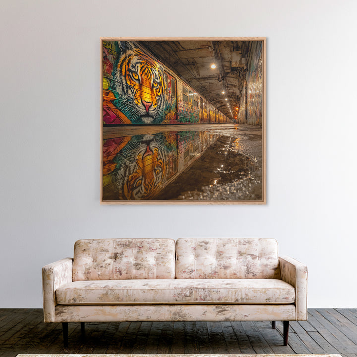 Graffiti Tiger Subway Tunnel Canvas Print, Urban Street Art, Big Cat Wall Art, Industrial Decor, Modern Graffiti Art Print