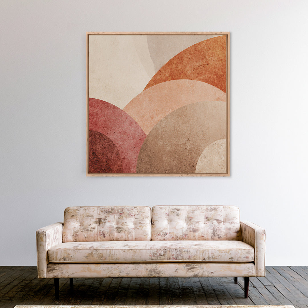 Layered Terracotta Arches Abstract Wall Art, Neutral Canvas Print For Boho Decor, Modern Living Room Decor, And Office Decor