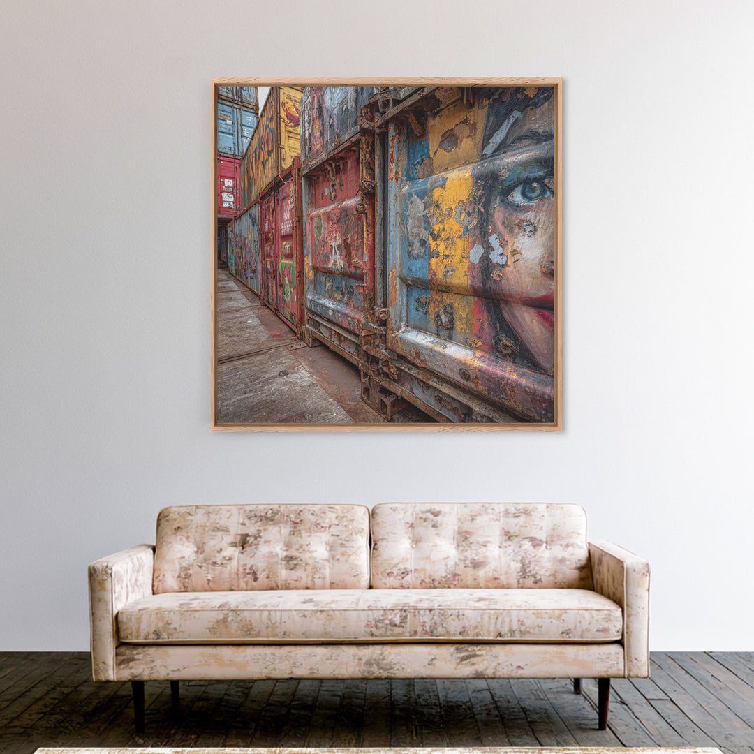 Graffiti Shipping Container Wall Art, Urban Street Art Canvas Print, Industrial Decor, Colorful City Mural, Office Art Print