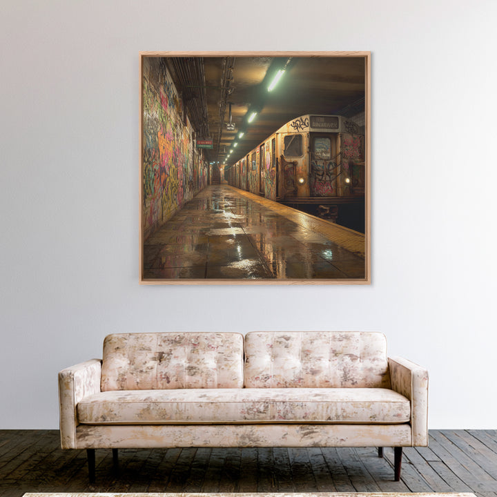 Graffiti Subway Train Station Canvas Print, Urban Street Art, Industrial Wall Decor, NYC Transit Wall Art For Modern Home Decor