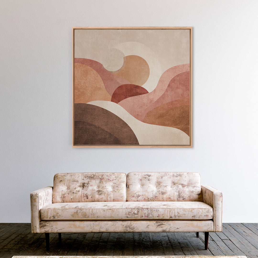 Blush Terracotta Abstract Landscape Wall Art, Minimalist Canvas Print For Neutral Living Room Decor And Modern Bedroom Decor