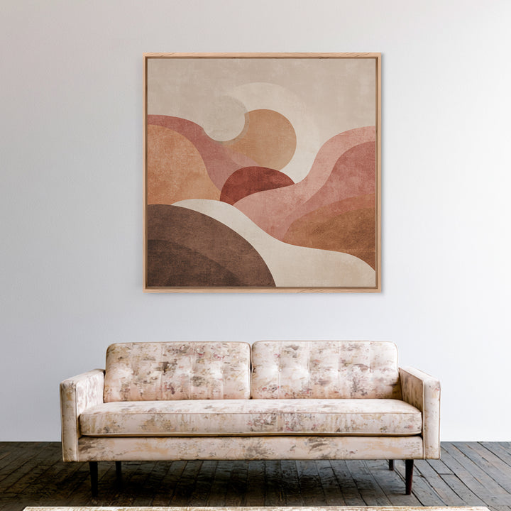 Blush Terracotta Abstract Landscape Wall Art, Minimalist Canvas Print For Neutral Living Room Decor And Modern Bedroom Decor