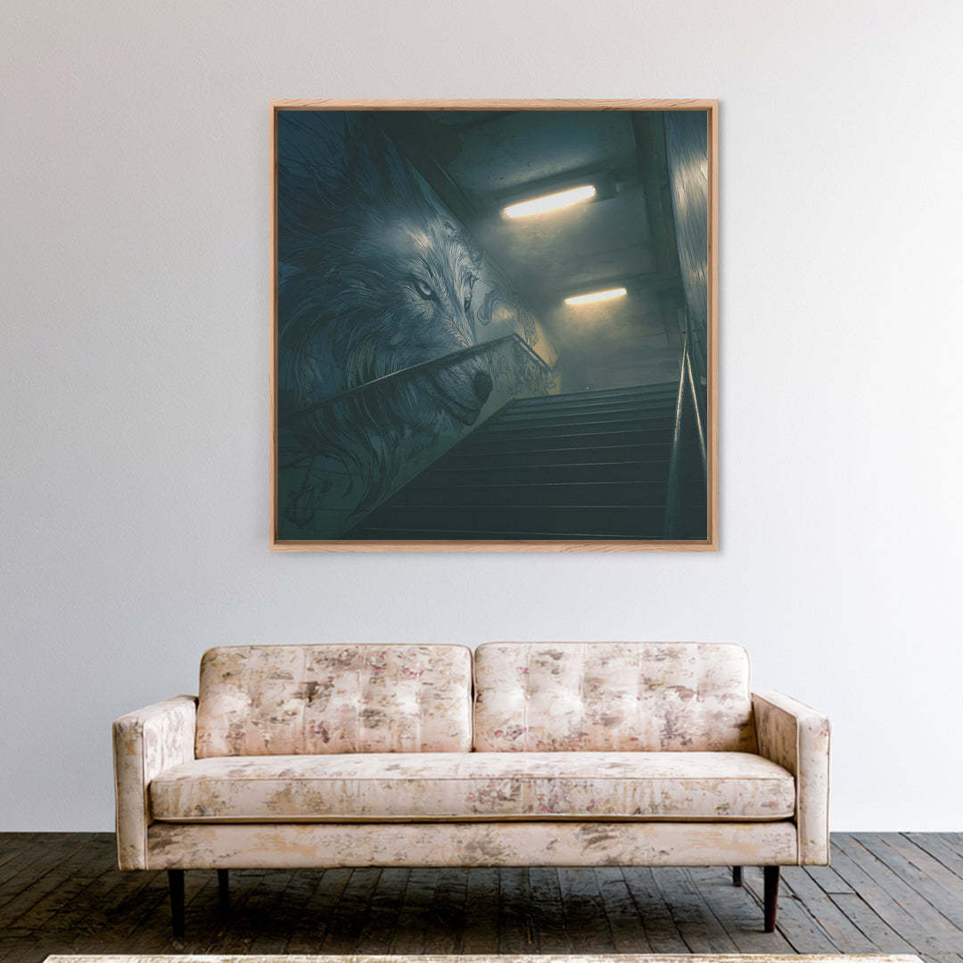 Moody Urban Lion Graffiti Wall Art, Street Art Canvas Print, Industrial Decor, Masculine Office Wall Decor, Animal Poster