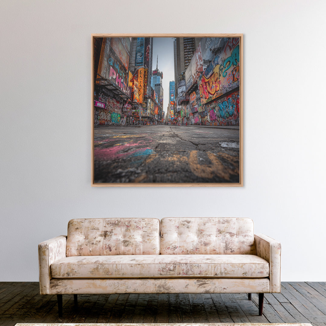 Graffiti Covered City Street Wall Art, Urban Canvas Print, New York Style Street Art, Industrial Loft Decor, Modern Poster