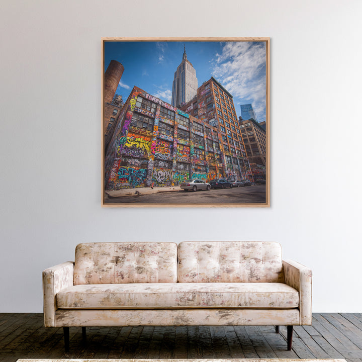 Empire State Graffiti Building Wall Art, NYC Urban Canvas Print, Street Art Decor, New York City Office Wall Decor Gift For Him