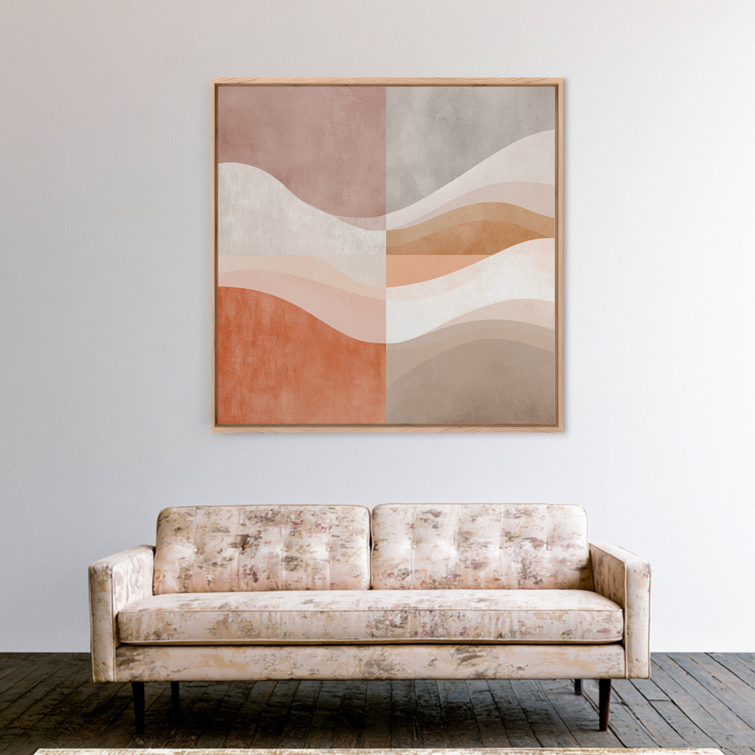Terracotta Abstract Waves Wall Art, Neutral Beige Canvas Print, Modern Boho Decor, Earth Tone Living Room Wall Art Print