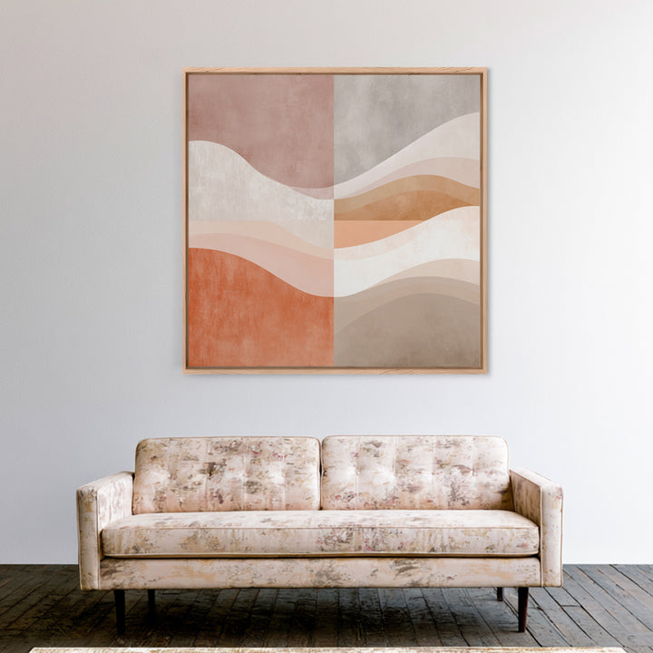 Terracotta Abstract Waves Wall Art, Neutral Beige Canvas Print, Modern Boho Decor, Earth Tone Living Room Wall Art Print