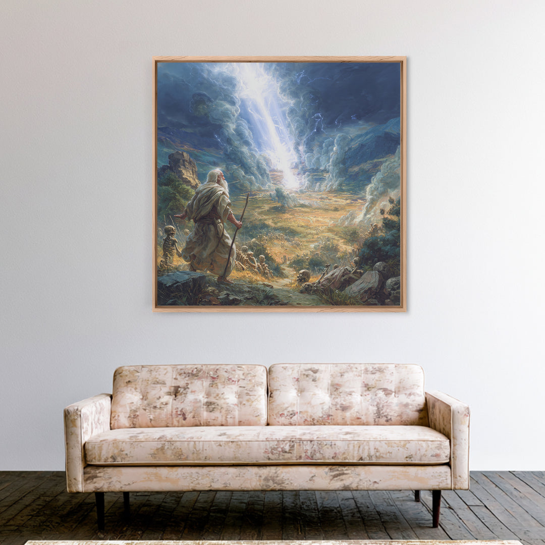 Ezekiel Valley Of Dry Bones Framed Canvas Print, Biblical Wall Art, Dramatic Religious Home Decor, Christian Gift For Him