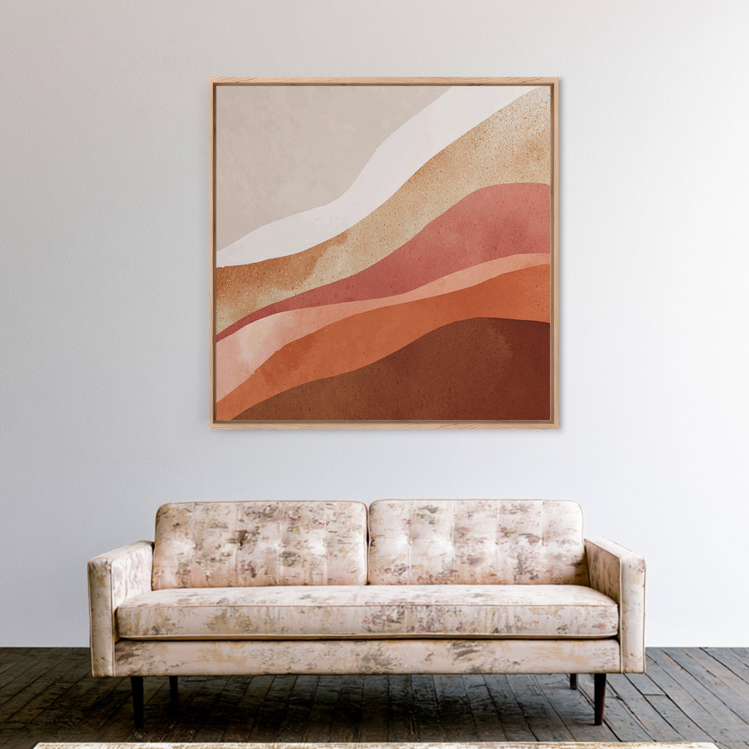 Terracotta Abstract Desert Layers Wall Art, Earth Tone Modern Decor, Neutral Canvas Print For Living Room And Bedroom Home Decor