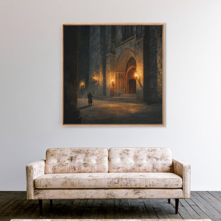 Gothic Cathedral Doorway Wall Art, Dark Medieval Architecture Canvas Print, Moody Wall Decor, Dark Academia, Fine Art Print