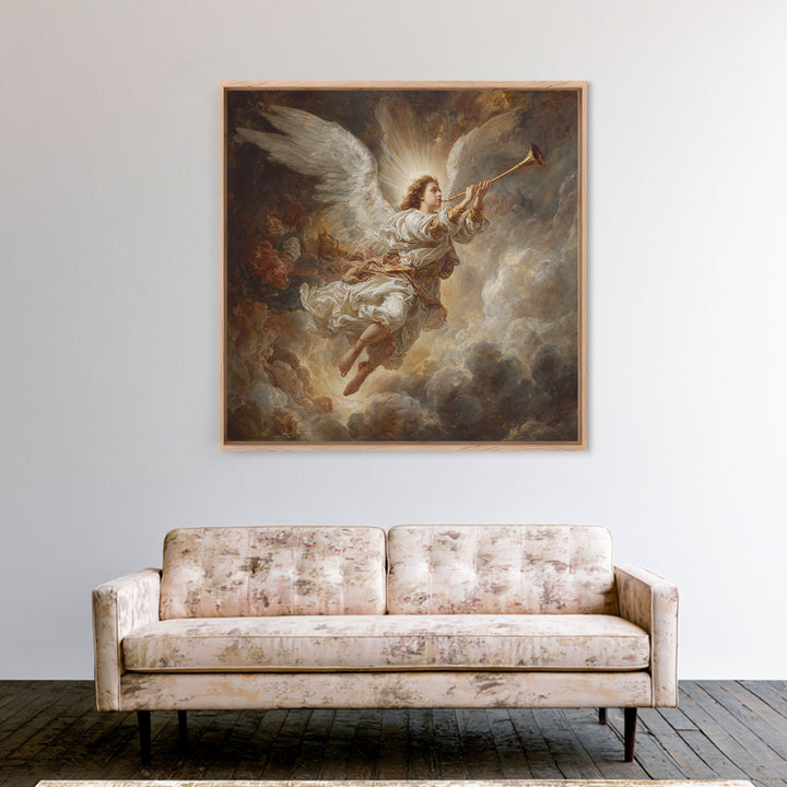 Baroque Angel Trumpet Wall Art, Celestial Religious Painting, Renaissance Inspired Decor, Christian Gift, Fine Art Print