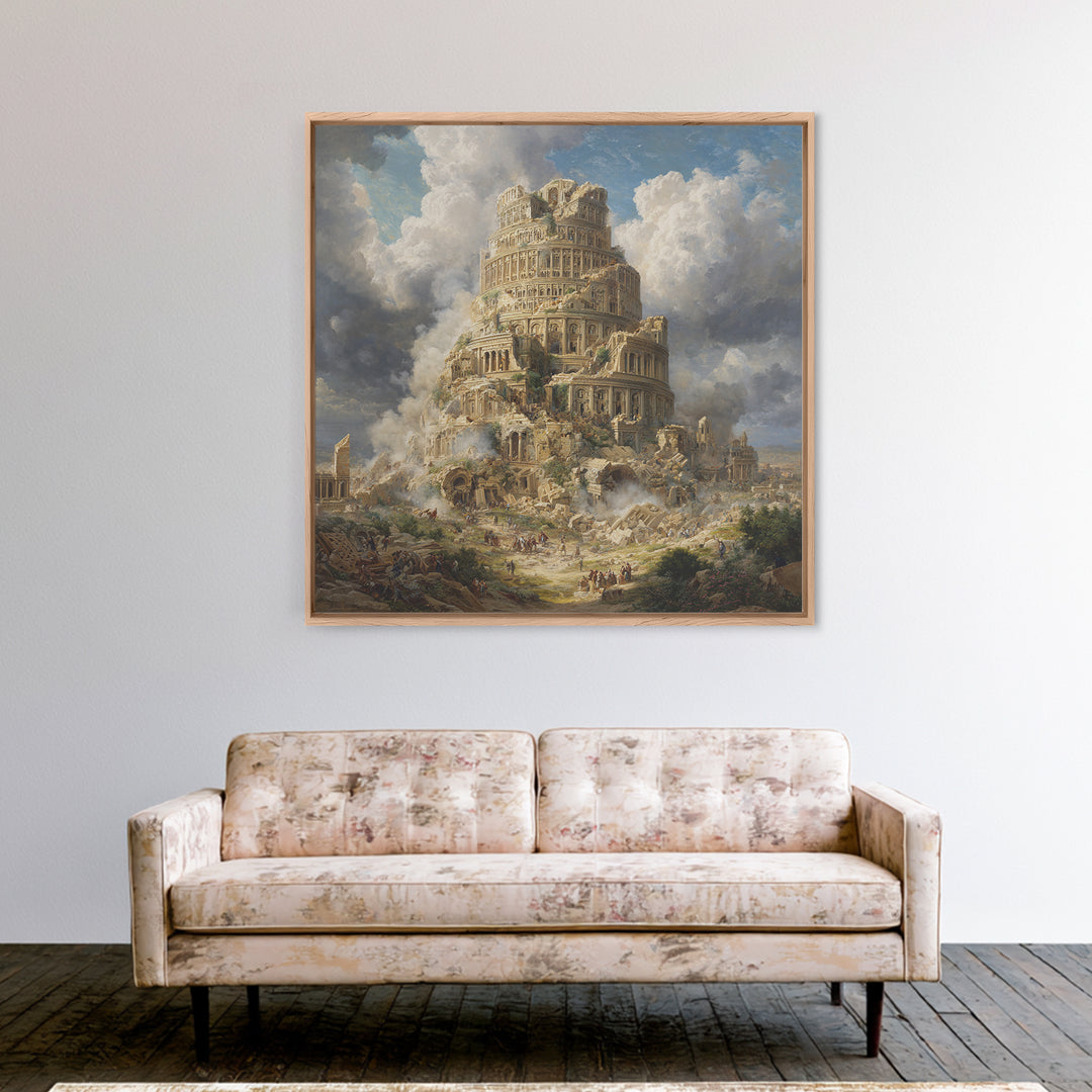 Tower Of Babel Ruins Canvas Print, Biblical Architecture Wall Art, Classical Painting, Historical Decor, Large Art Print