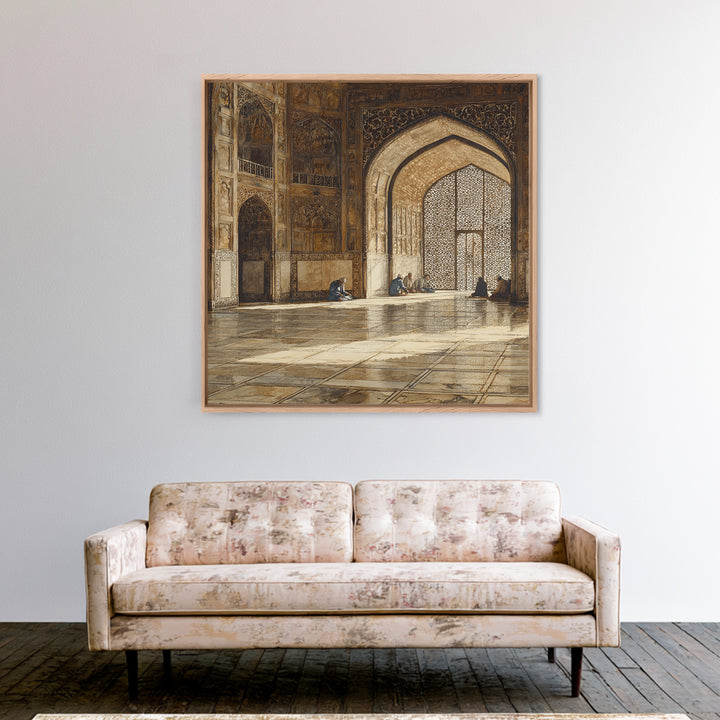 Ornate Mosque Interior Prayer Wall Art, Islamic Architecture Canvas Print, Ramadan Decor, Spiritual Home Decor, Muslim Gift