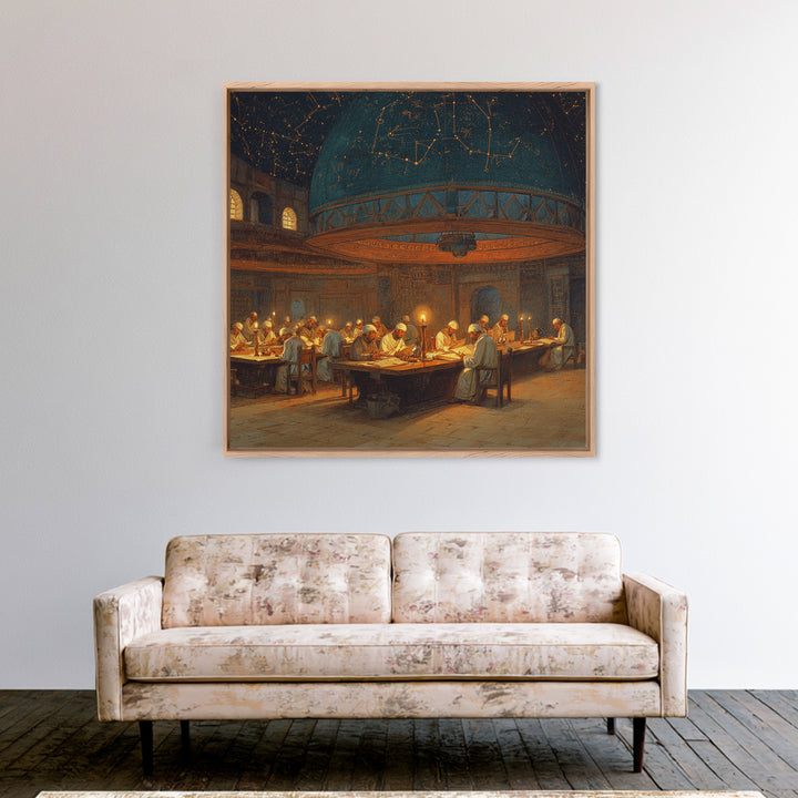 Medieval Astronomy Scholars Canvas Print, Celestial Observatory Wall Art, Islamic Golden Age Decor, Dark Academia Gift For Him