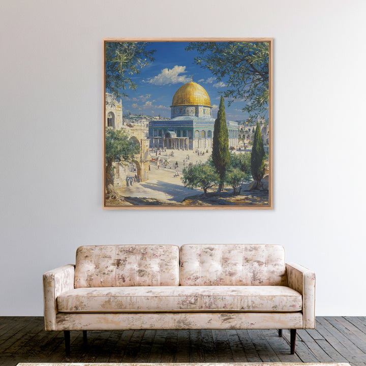 Golden Dome Of The Rock Jerusalem Canvas Print, Islamic Architecture Painting, Holy Land Travel Poster, Prayer Room Decor
