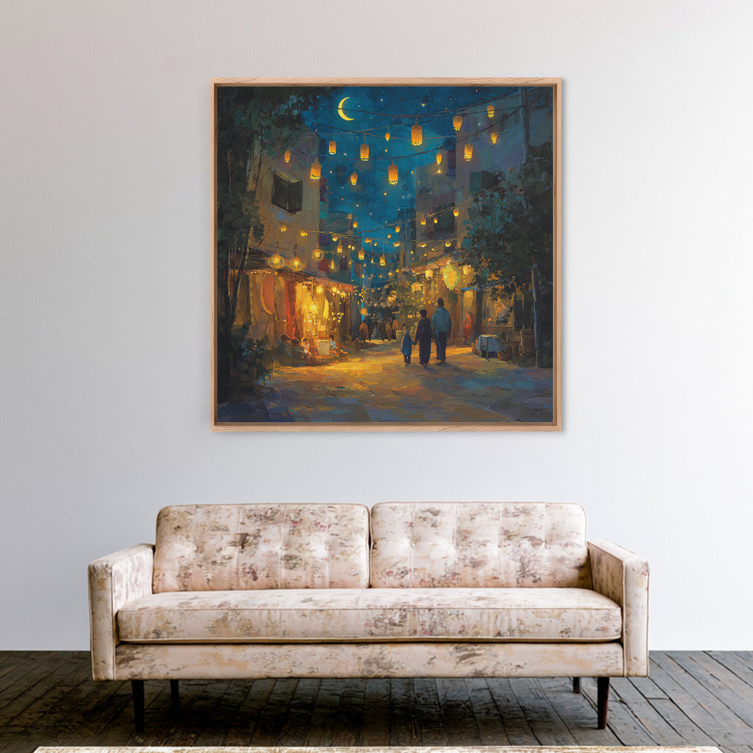 Moonlit Lantern Bazaar Wall Art, Middle Eastern Night Market Print, Ramadan Decor, Travel Poster, Warm Boho Home Decor Gift