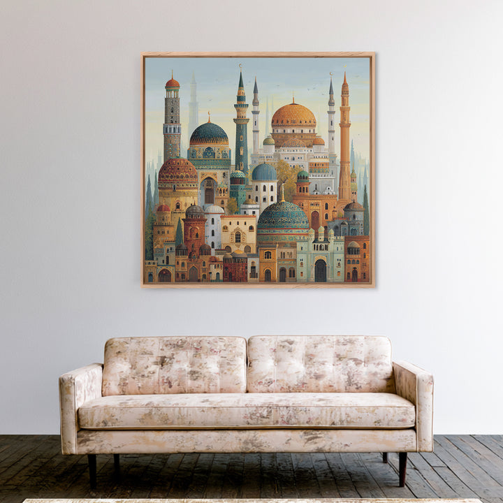 Ornate Islamic Mosque Domes Wall Art, Arabic Architecture Canvas Print, Middle Eastern Decor, Ramadan Gift, Gallery Print