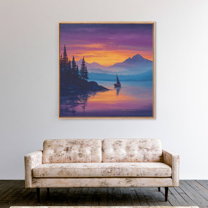 Cosmic Blue Night Mountain Landscape Wall Art Framed Canvas Print Spiritual Home Decor For Living Room And Meditation Space
