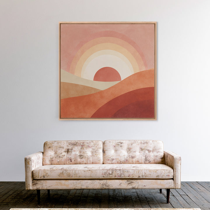 Terracotta Desert Sunset Rainbow Hills Wall Art, Boho Abstract Landscape Print, Warm Earth Tone Living Room Decor, Housewarming Gift