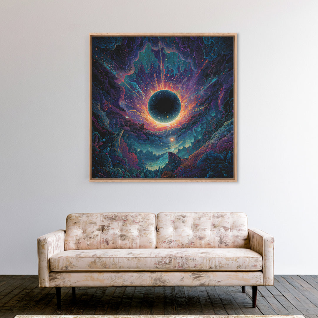 Cosmic Black Hole Abstract Space Landscape Wall Art Surreal Galaxy Painting Trippy Psychedelic Decor Modern Canvas Print