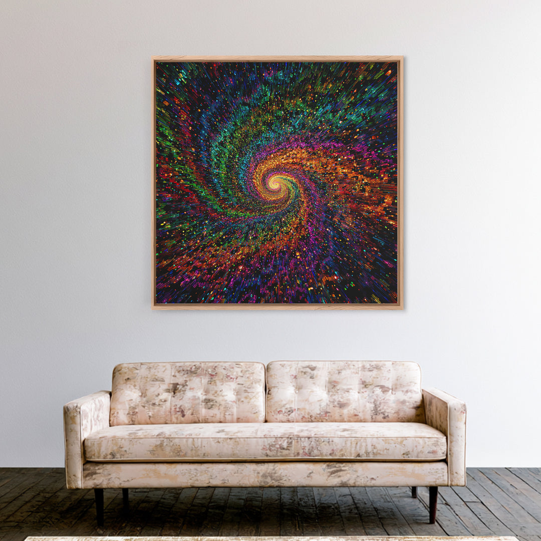 Rainbow Galaxy Spiral Wall Art, Colorful Cosmic Abstract Painting, Psychedelic Universe Decor, Modern Statement Canvas Print