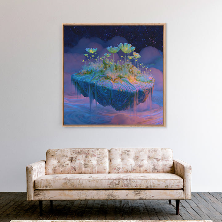 Floating Fantasy Island Wall Art, Surreal Dreamy Landscape Canvas Print, Whimsical Celestial Decor, Colorful Fantasy Art