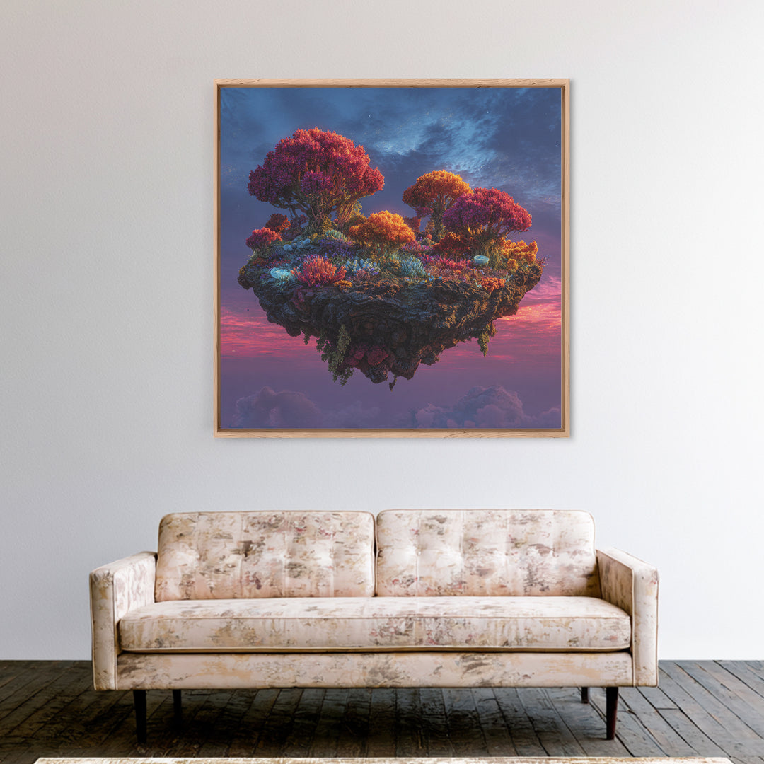 Floating Island Fantasy Landscape Canvas Print, Colorful Surreal Art, Dreamy Sky Wall Art, Fantasy Home Decor Living Room