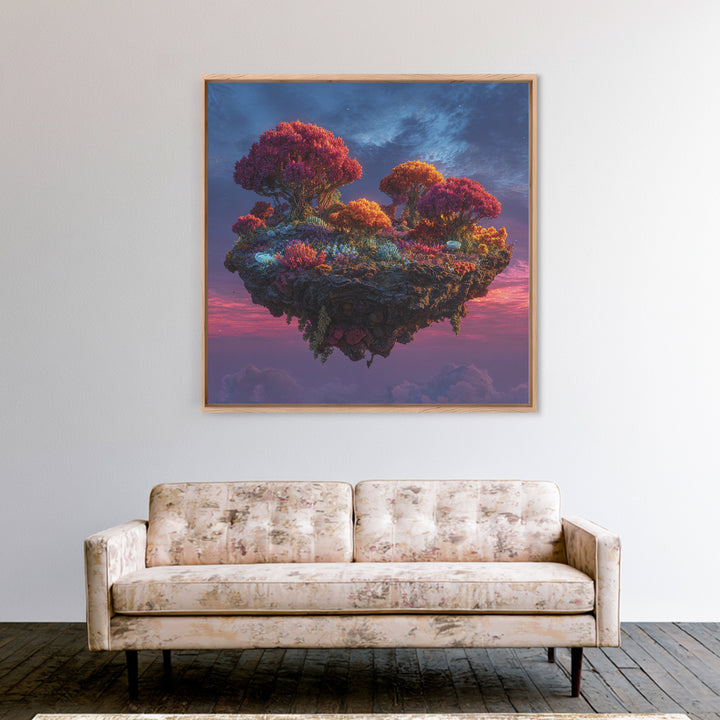 Floating Island Fantasy Landscape Canvas Print, Colorful Surreal Art, Dreamy Sky Wall Art, Fantasy Home Decor Living Room