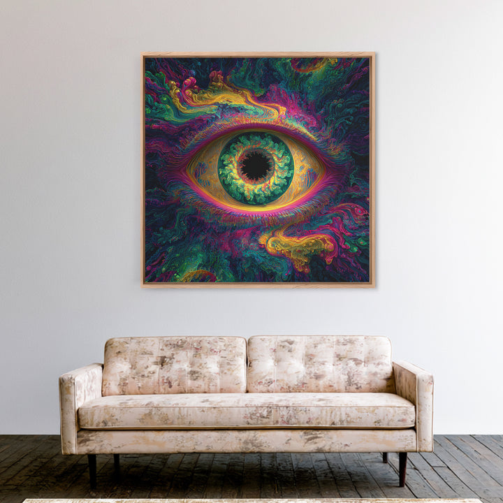 Psychedelic Cosmic Eye Abstract Wall Art, Trippy Colorful Visionary Canvas Print, Mystical Boho Room Decor