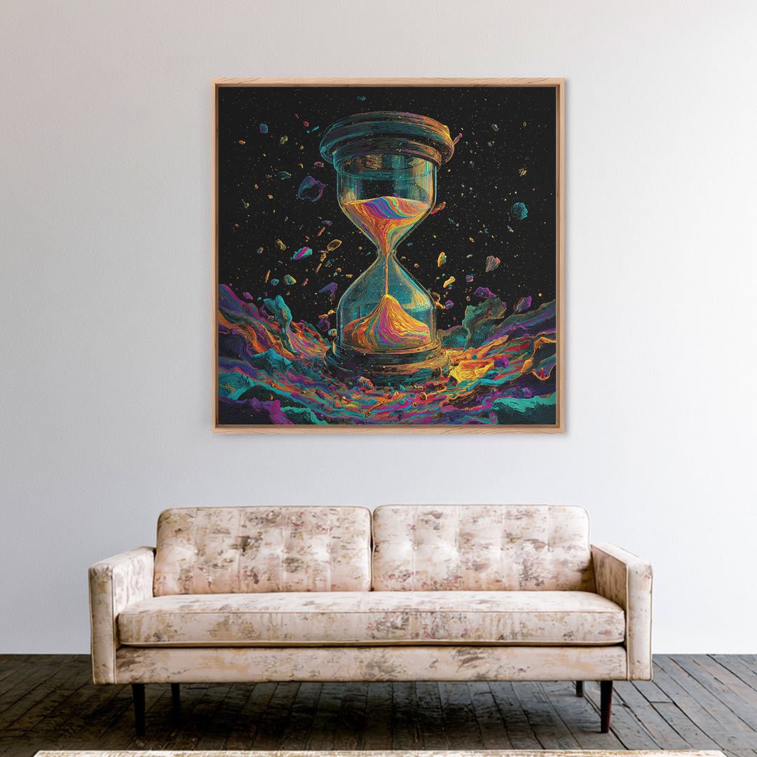 Cosmic Hourglass Surreal Space Art Wall Art Print, Colorful Abstract Painting, Modern Home Decor Canvas Print